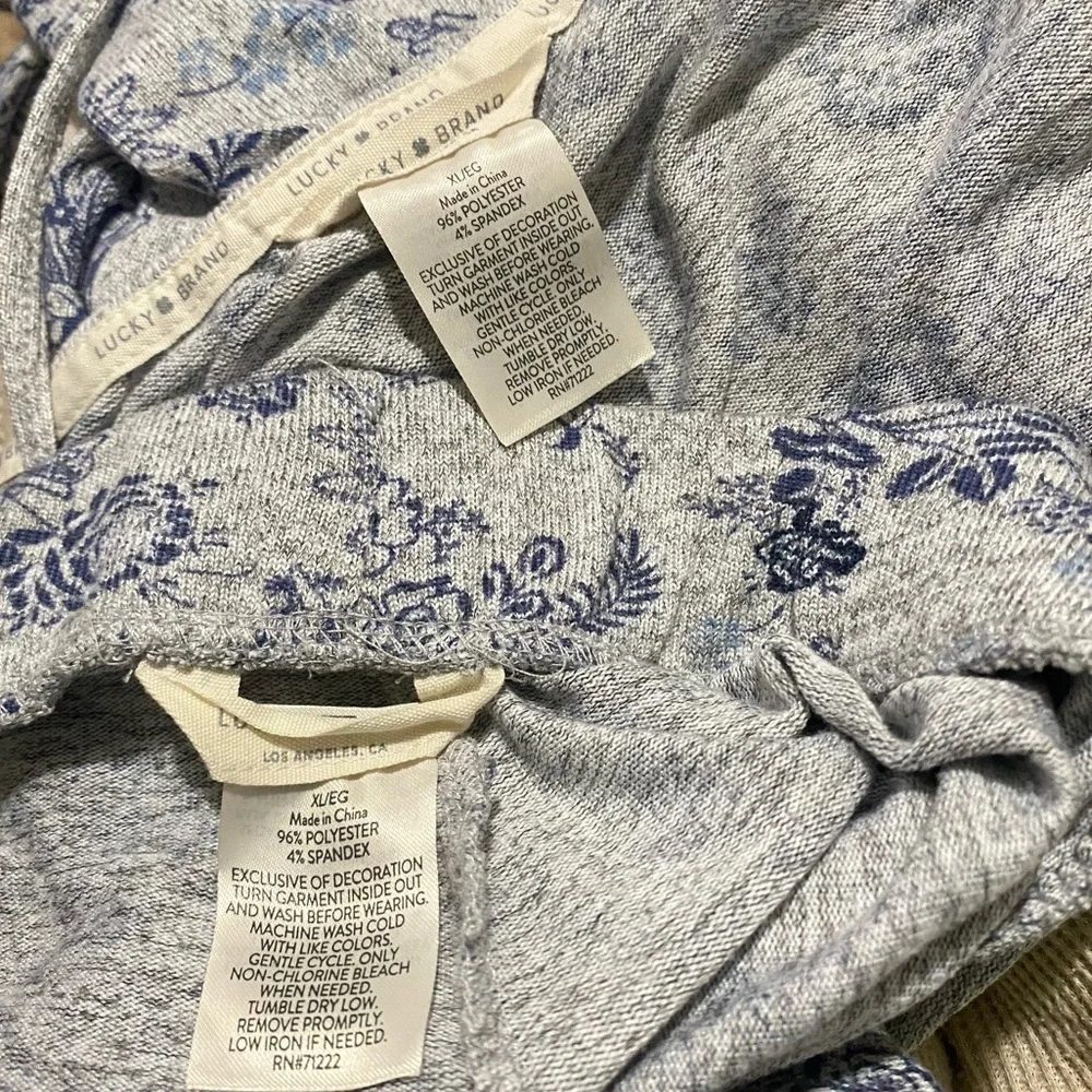Lucky Brand Floral Printed 2 Piece Shorts Tank Top Pajama Set Gray Size XL - Picture 2 of 5